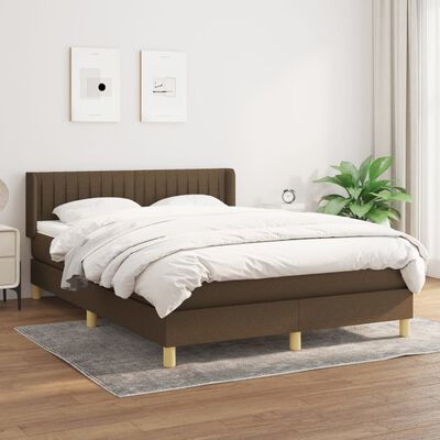 vidaXL Box spring postelja z vzmetnico temno rjava 140x200 cm blago