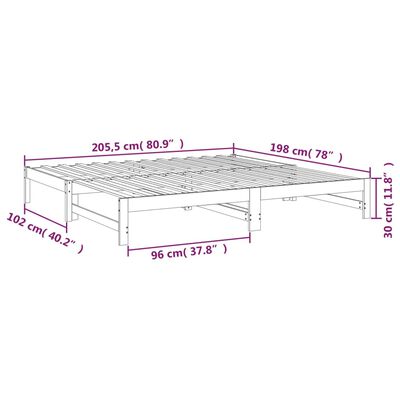 vidaXL Izvlečna dnevna postelja siva 2x(100x200) cm trdna borovina