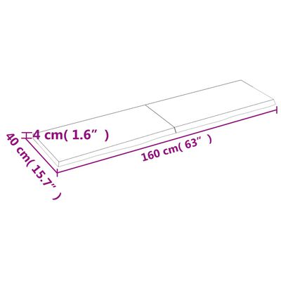 vidaXL Kopalniški pult 160x40x(2-4) cm neobdelan trden les