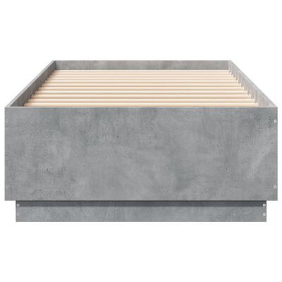 vidaXL Posteljni okvir z LED lučkami betonsko siv 100x200 cm inž. les
