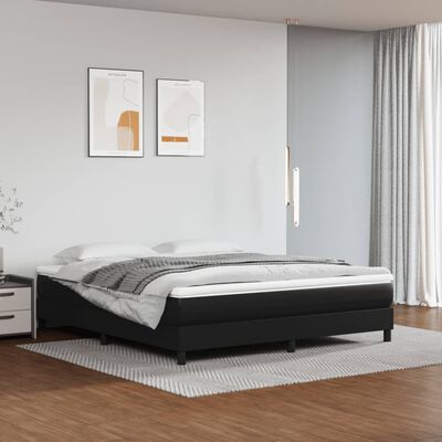 vidaXL Box spring postelja z vzmetnico črn 180x200 cm umetno usnje