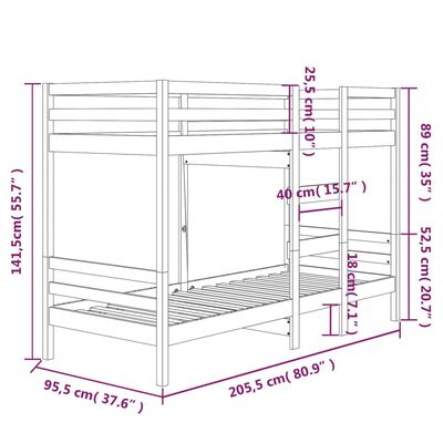 vidaXL Pograd 90x200 cm trdna borovina