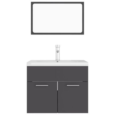 vidaXL Komplet kopalniškega pohištva sive barve inženirski les