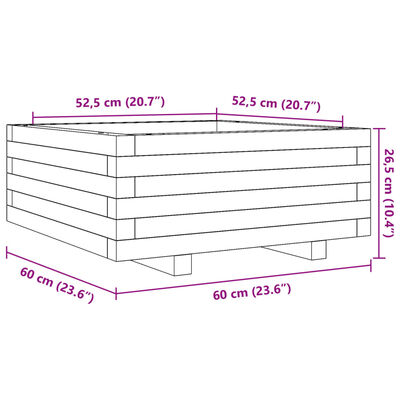 vidaXL Vrtno cvetlično korito belo 60x60x26,5 cm trdna borovina