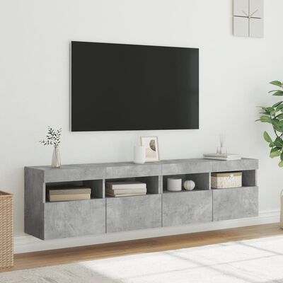 vidaXL Stenske TV omarice z LED 2 kosa betonsko siva 80x30x40 cm