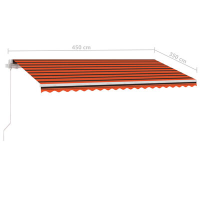 vidaXL Prostostoječa ročno zložljiva tenda 450x350 cm oranžna/rjava