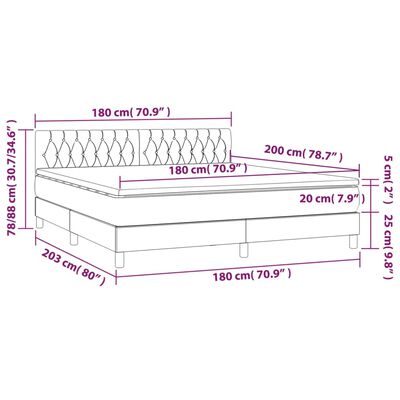 vidaXL Box spring postelja z vzmetnico svetlo siva 180x200 cm žamet