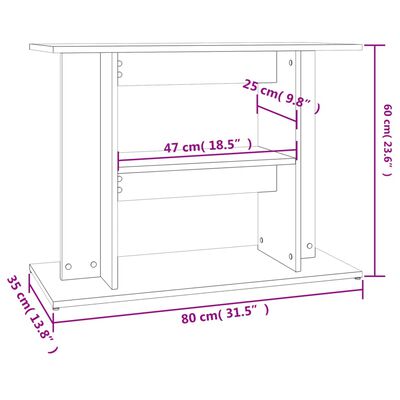 vidaXL Stojalo za akvarij siva sonoma 80x35x60 cm inženirski les