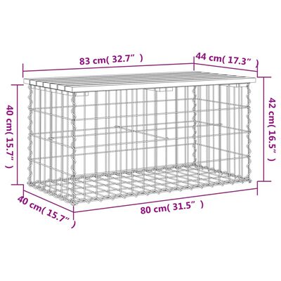 vidaXL Vrtna gabionska klop 83x44x42 cm impregnirana borovina