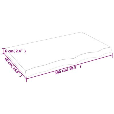 vidaXL Mizna plošča 100x60x(2-6) cm neobdelana trdna hrastovina