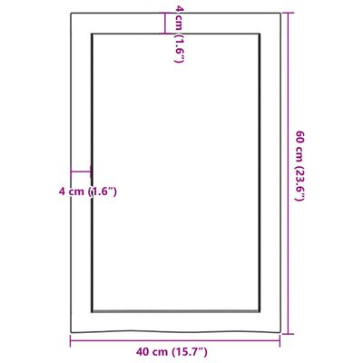 vidaXL Kopalniški pult 40x60x(2-6) cm neobdelan trden les