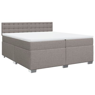 vidaXL Box spring postelja z vzmetnico taupe 200x200 cm blago