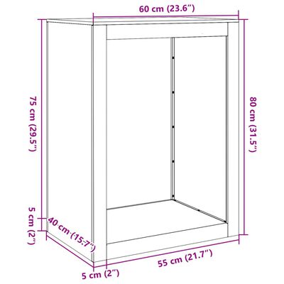 vidaXL Stojalo za drva belo 60x40x80 cm jeklo