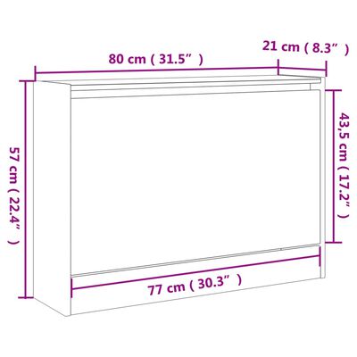 vidaXL Omarica za čevlje dimljeni hrast 80x21x57 cm inženirski les