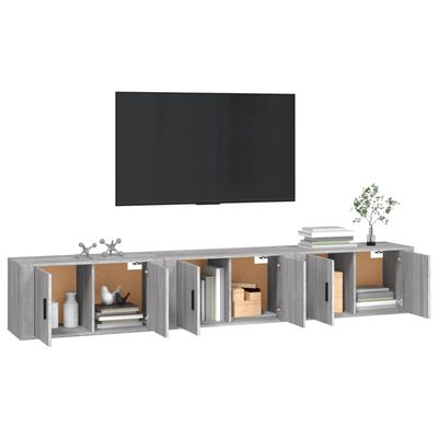 vidaXL Stenska TV omarica 3 kosi siva sonoma 80x34,5x40 cm