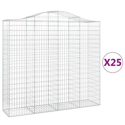 vidaXL Obokane gabion košare 25kosov 200x50x180/200cm pocinkano železo