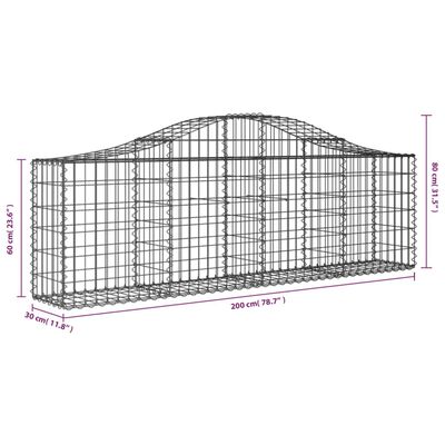 vidaXL Obokana gabionska košara 6 kosov 200x30x60/80cm cinkano železo