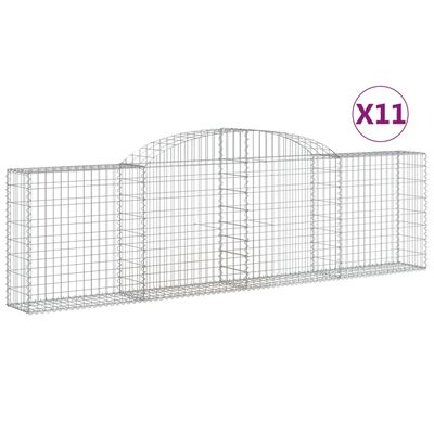 vidaXL Obokane gabion košare 11 kosa 300x30x80/100 cm pocinkano železo