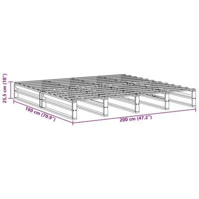 vidaXL Posteljni okvir brez vzmetnice bel 180x200 cm trdna borovina