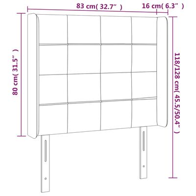 vidaXL LED posteljno vzglavje krem 83x16x118/128 cm blago