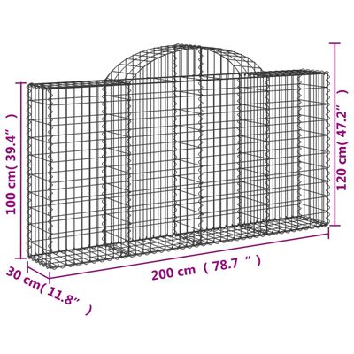 vidaXL Obokane gabion košare 40kosi 200x30x100/120 cm pocinkano železo