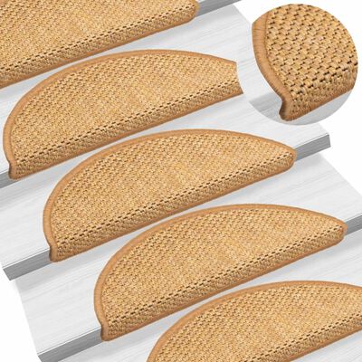 vidaXL Samolepilne preproge za stopnice 15 kos 56x17x3 cm sisal