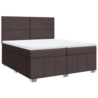 vidaXL Box spring postelja z vzmetnico temno rjav 200x200 cm blago