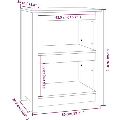 vidaXL Knjižna omara bela 50x35x68 cm trdna borovina