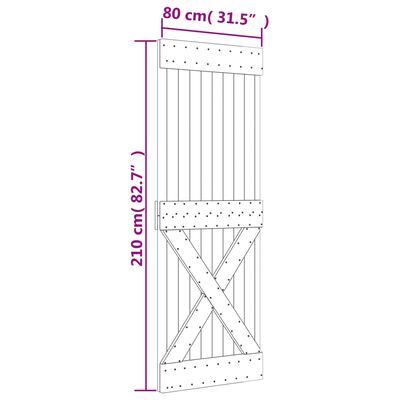 vidaXL Drsna vrata s kompletom vodil 80x210 cm trdna borovina