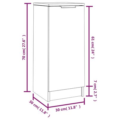 vidaXL Komoda dimljeni hrast 30x30x70 cm konstruiran les