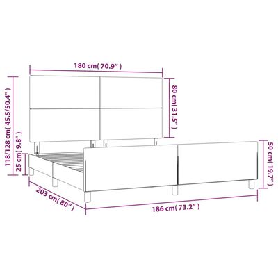 vidaXL Posteljni okvir brez vzmetnice moder 180x200 cm blago