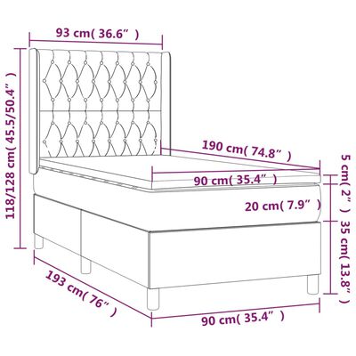 vidaXL Box spring postelja z vzmetnico črn 90x190 cm žamet