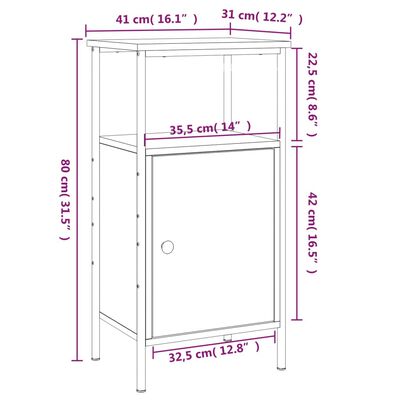 vidaXL Nočna omarica sonoma hrast 41x31x80 cm inženirski les