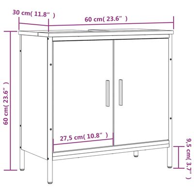 vidaXL Omarica za umivalnik rjavi hrast 60x30x60 cm inženirski les