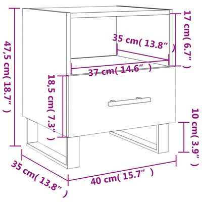 vidaXL Nočna omarica 2 kosa rjavi hrast 40x35x47,5 cm inženirski les