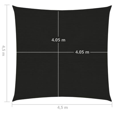 vidaXL Senčno jadro 160 g/m² črno 4,5x4,5 m HDPE