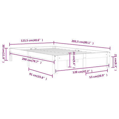 vidaXL Posteljni okvir iz trdne borovine 120x200 cm