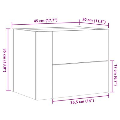 vidaXL Stenska nočna omarica 2 kosa bela 45x30x35 cm