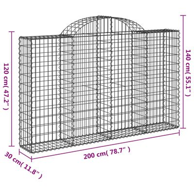 vidaXL Obokana gabionska košara 15 kos 200x30x120/140cm cinkano železo