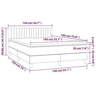 vidaXL Box spring posteljni z vzmetnico črn 140x190 cm žamet