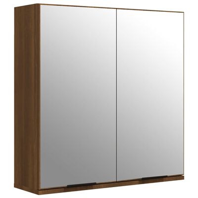 vidaXL Kopalniška omarica z ogledalom rjavi hrast 64x20x67 cm