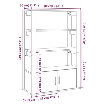 vidaXL Komoda črna 80x30x119,5 cm inženirski les