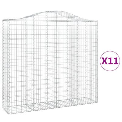 vidaXL Obokane gabion košare 11kosi 200x50x180/200 cm pocinkano železo