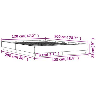 vidaXL Posteljni okvir z LED diodami sonoma hrast 120x200 cm