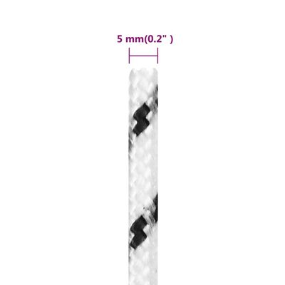 vidaXL Pletena vrv za čoln bela 5 mm x 50 m poliester