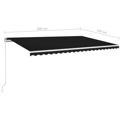 vidaXL Ročno zložljiva tenda z LED lučmi 500x350 cm antracitna