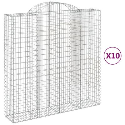 vidaXL Obokana gabion košara 10 kos 200x50x200/220 cm pocinkano železo