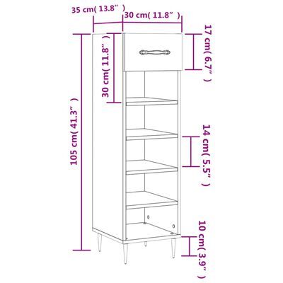 vidaXL Omarica za čevlje sonoma hrast 30x35x105 cm inženirski les