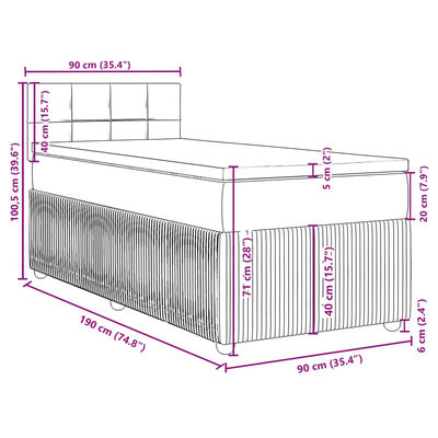 vidaXL Box spring postelja z vzmetnico temno rjav 90x190 cm blago