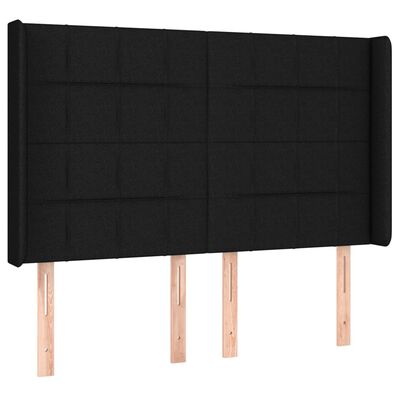 vidaXL Box spring postelja z vzmetnico LED črna 140x190 cm blago